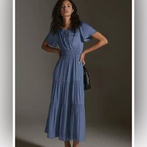 Anthropologie Somerset Satin Maxi Dress